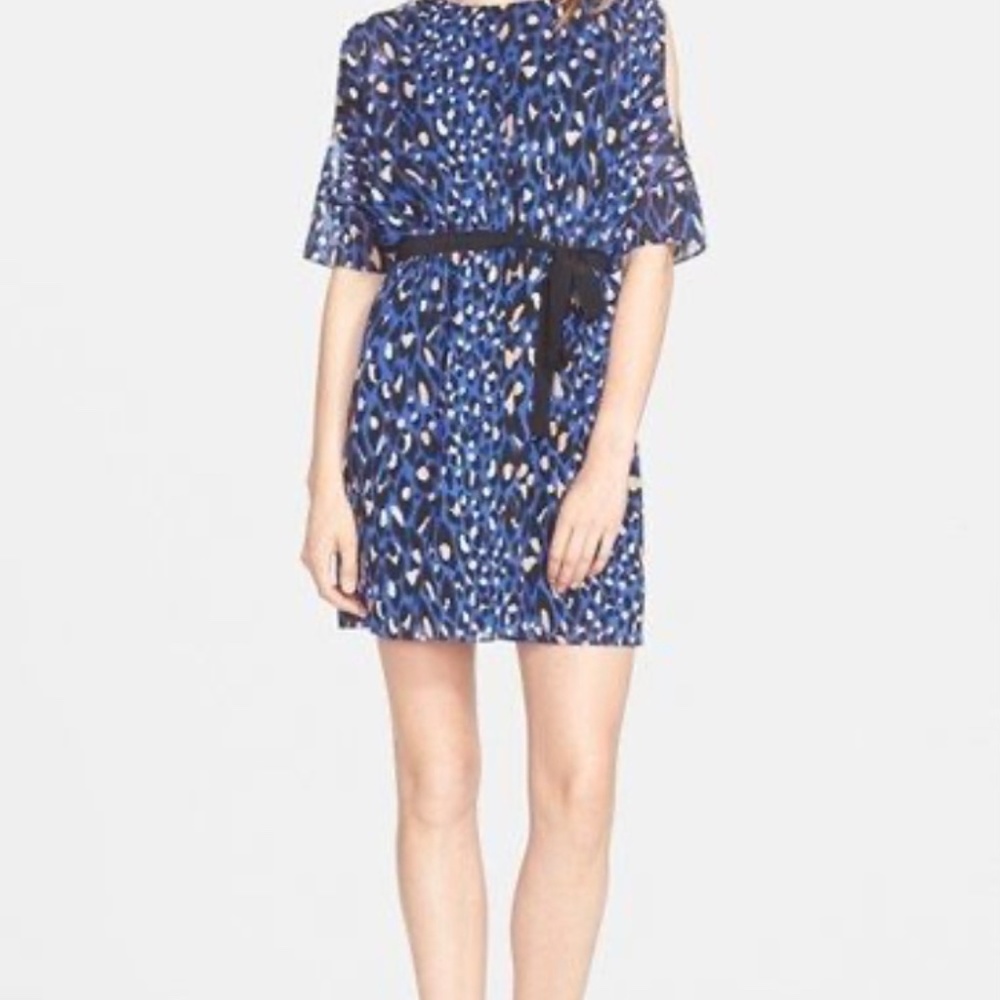 Trina Turk Tobi Print Split Sleeve Silk Dress